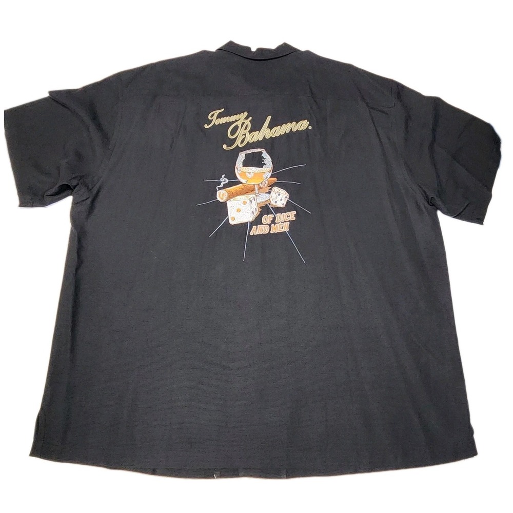 Tommy Bahama Of Dice and Men Silk Shirt XXL Black Embroidered Cigar Casino